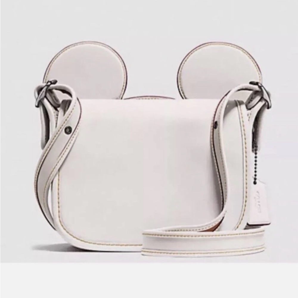 Rare Disney X Coach F59369 Patricia Saddle Glove Calf Leather With Mickey Ears - Picture 2 of 5
